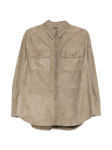 Brunello Cucinelli pocket leather shirt