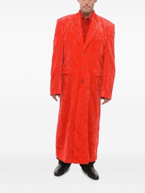 VETEMENTS velvet single-breasted coat