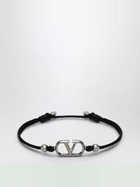 Valentino Black VLogo Signature cord bracelet