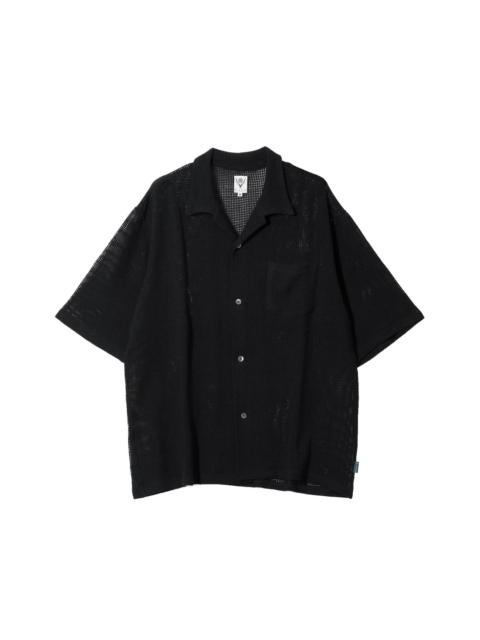 South2 West8 S/S Open Collar Shirt Cotton Mesh - Black