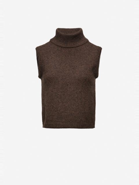 MAGDA BUTRYM Sleeveless wool turtleneck top in dark brown