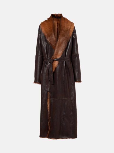 MAGDA BUTRYM Shearling-lined leather wrap coat