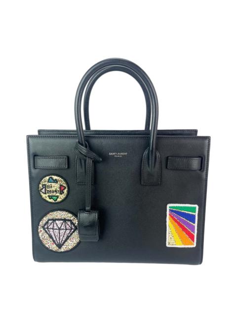SAINT LAURENT Saint Laurent Black Leather Sac De Jour Embellished Patches Baby Shoulder Bag (Authentic Pre-Loved)
