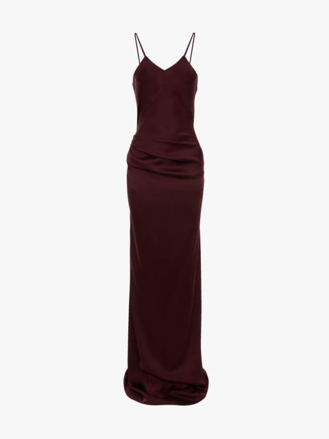 Draped Cami Floor-Length Dress In Cinnabar Red