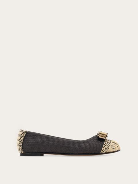 FERRAGAMO Raffia Varina ballet flat