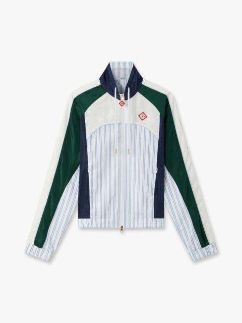 CASABLANCA White & Navy Pinstripe Panelled Track Jacket