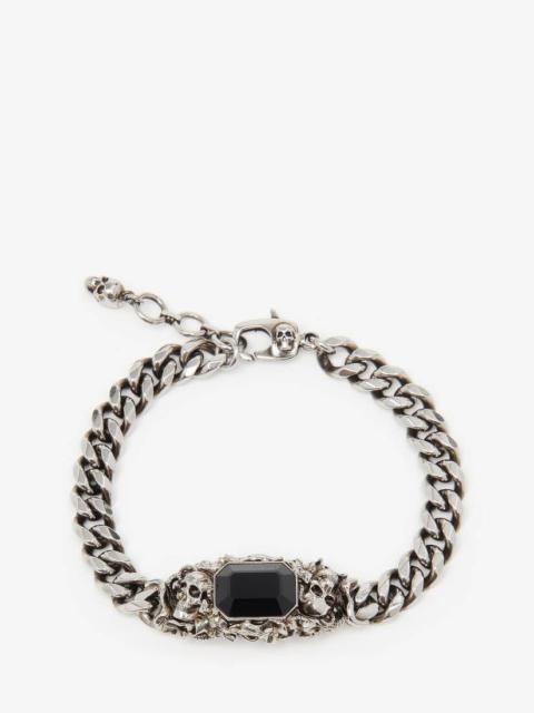 Alexander McQueen Men's Ivy Skull Chain Bracelet in Antique Silver