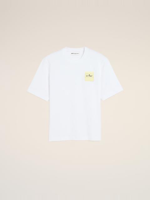 AMI Paris WHITE COTTON POST IT "JE T'AIME" T-SHIRT