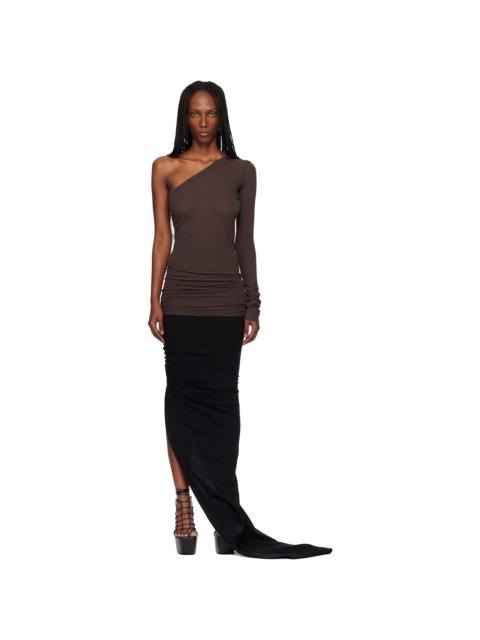 Rick Owens Brown Temple Ziggy Minidress