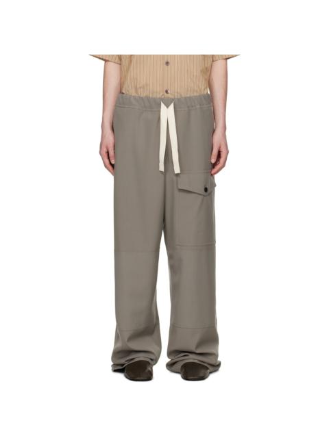 Dries Van Noten Gray Wide-Leg Trousers