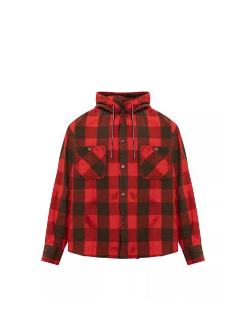 Diesel Distressed Flannel Check Hooded Shirt