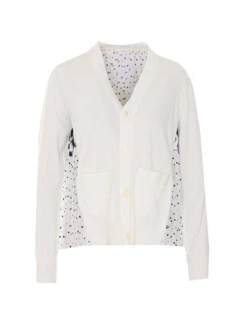 sacai floral-print pleated cardigan