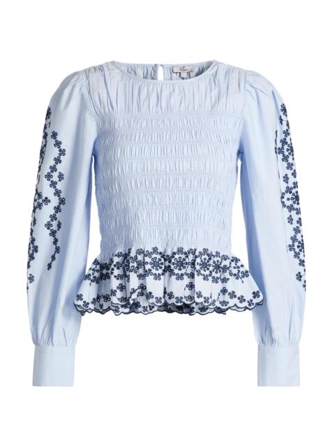 Rails Women's Tabi Broderie Anglaise Smocked Top - Blue Bird