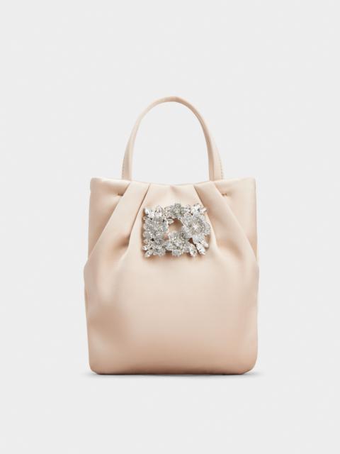 Roger Vivier Drapé Pocket Bouquet Strass Buckle Micro Bag in Satin