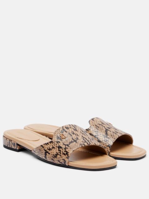 JIMMY CHOO Dina snake-effect leather slides