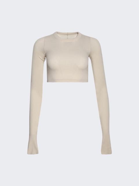 Rick Owens Cropped Long Sleeve Top Natural