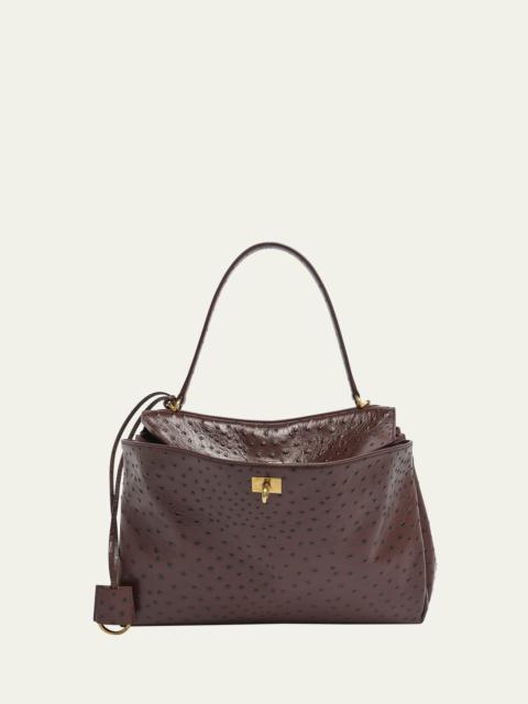 Rodeo Medium Ostrich-Embossed Top-Handle Bag