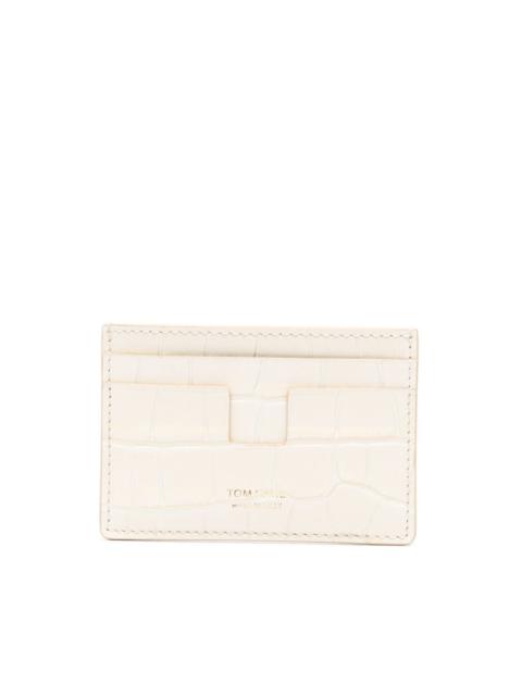 crocodile-effect leather cardholder