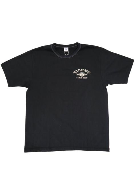 THE FLAT HEAD FN-THC-202 Flying Wheel Tee Black Ivory