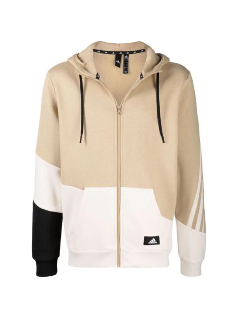 adidas three-stripe panelled zip hoodie