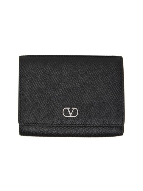 Valentino Black VLogo Signature Trifold Wallet