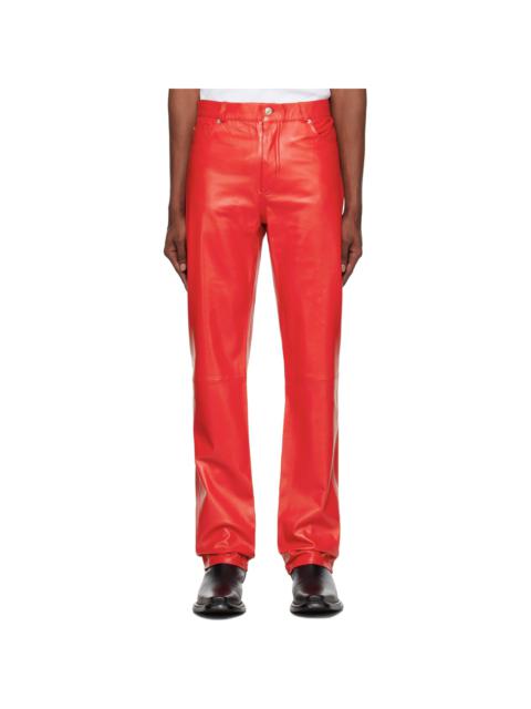 LU'U DAN Red Straight Leg Leather Pants