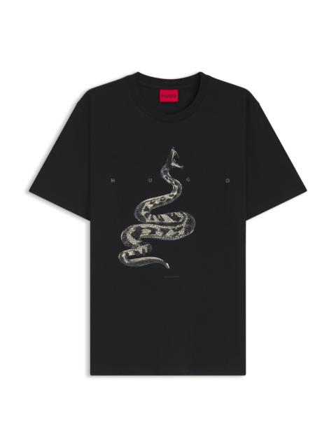 HUGO COTTON-JERSEY T-SHIRT WITH SPACED-OUT LOGO
