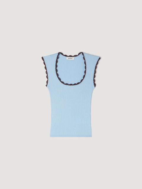 Sandro CROCHET DETAIL KNIT TOP