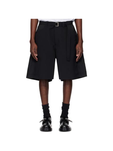 sacai Black Matelasse Twill Mix Shorts