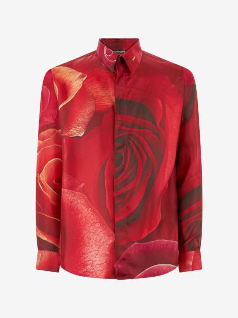 Roberto Cavalli Shirt With Garden Rose Print