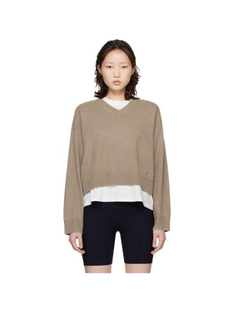 Loulou de Saison Taupe Anzor LDS Cashmere V Neck Sweater