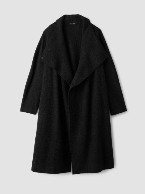 EILEEN FISHER Lightweight Boiled Wool Drape Neck Coat in Regenerative Wool