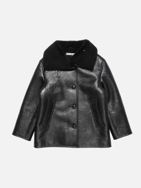Acne Studios Leather Shearling Duffle Coat - Black