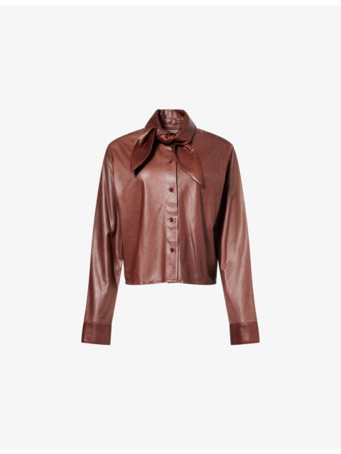 TWP Tie-Insert Long-Sleeve Leather Shirt