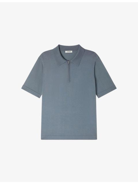 Sandro Zipped stretch-woven polo shirt
