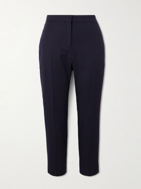 Alexander McQueen Cropped grain de poudre wool tapered pants Navy