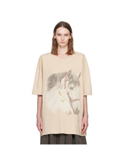 MM6 Maison Margiela Beige Horse Portrait T-shirt