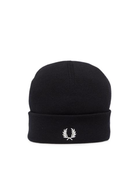 Fred Perry logo-embroidered beanie hat