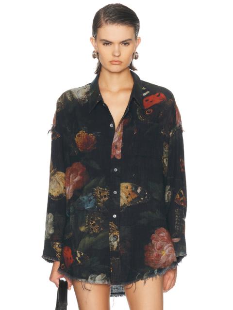 R13 Reversible Shredded Seam Drop Neck Shirt