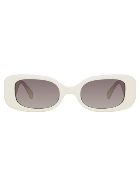 LINDA FARROW LOLA RECTANGULAR SUNGLASSES IN WHITE