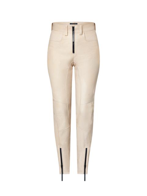 Louis Vuitton Zipper Accent Grained Leather Biker Pants