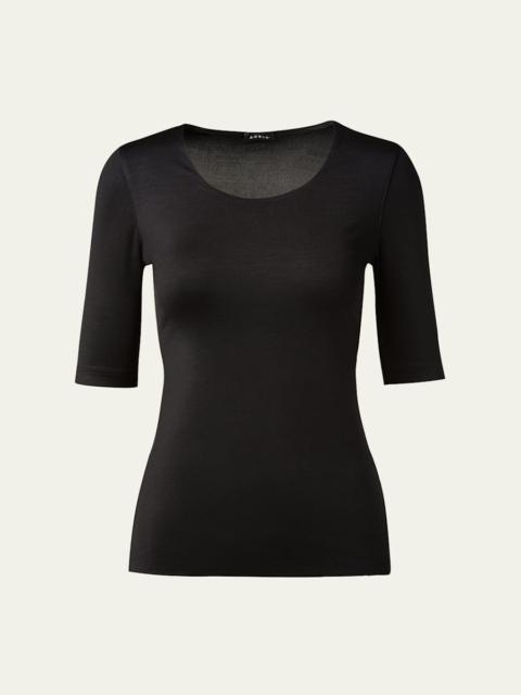 AKRIS Scoop-Neck Silk Jersey T-Shirt