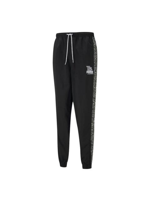 PUMA PUMA x Mr Doodle Crossover Sports Graffiti Drawstring Woven Long Pants Black 598684-01