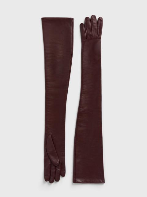 TOTEME Extra-long leather gloves bordeaux