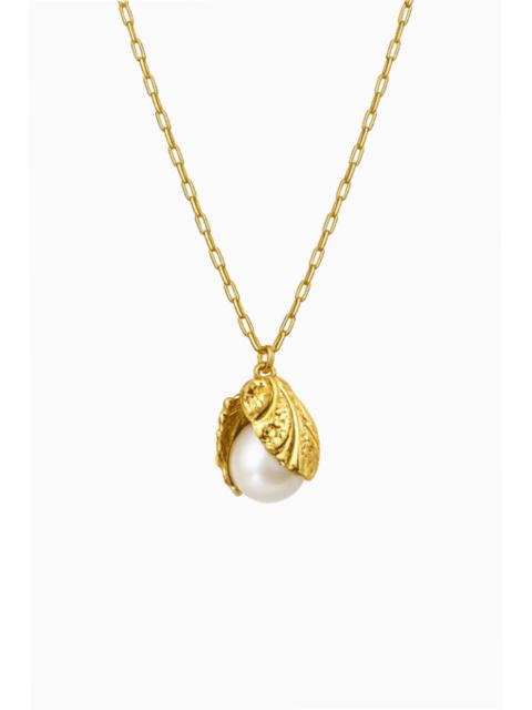 LoveShackFancy Miss Ellie Pearly Clam Shell Necklace