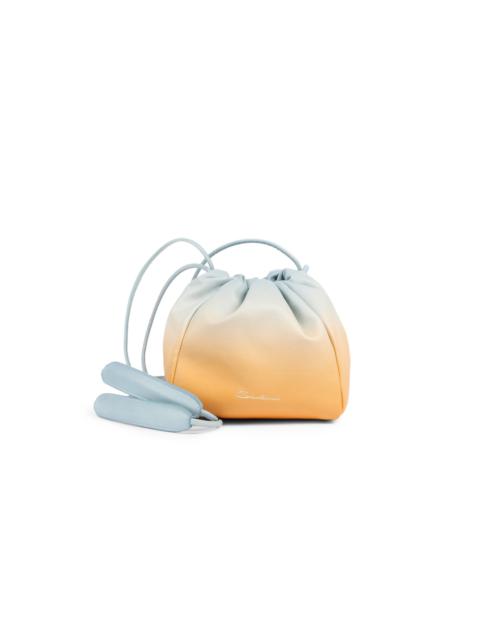 Santoni Orange and light blue leather bucket bag