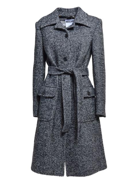 Moschino herringbone-pattern belted coat