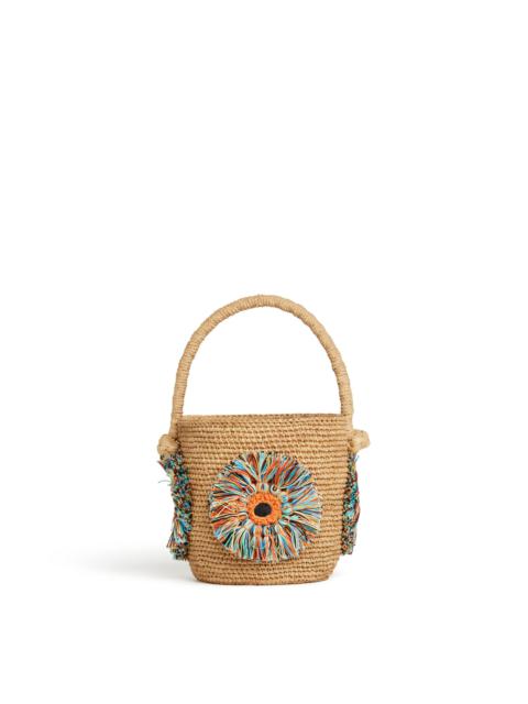 Raffia Mirror Mini Bucket Bag