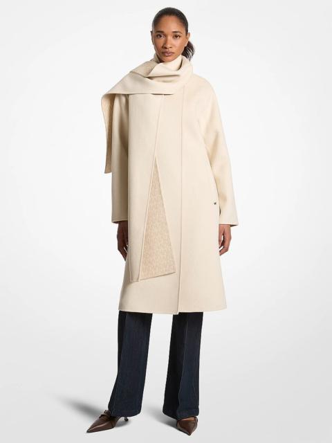 MICHAEL KORS Wool Blend Wrap Coat With Scarf