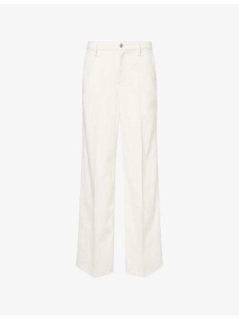 7 For All Mankind Wide-Leg Cotton-Linen Trousers